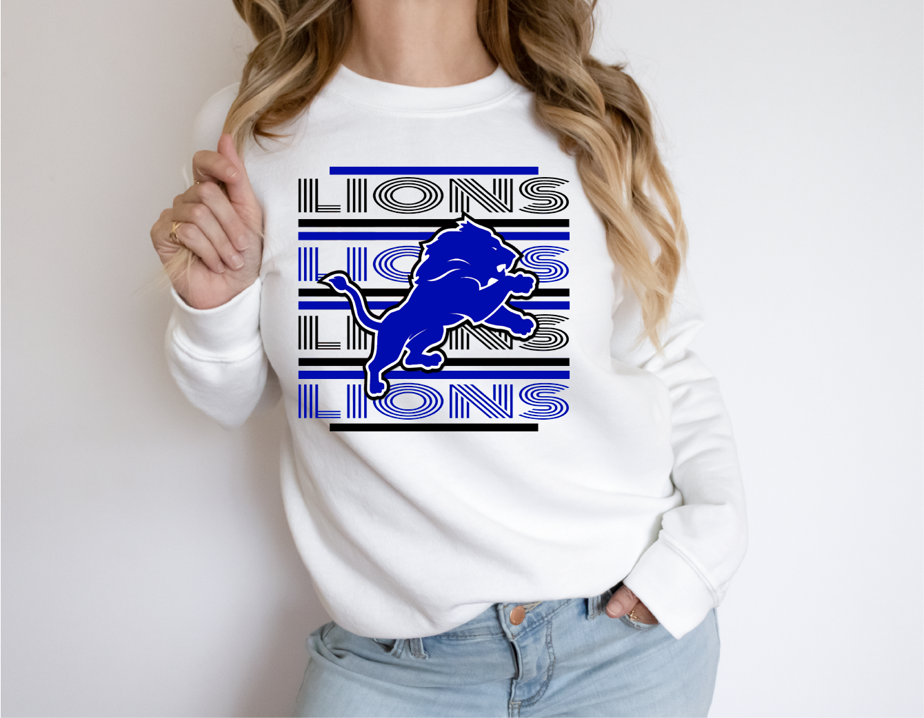Blue and Black Detroit Lions