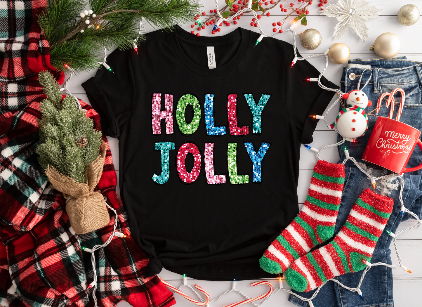 Holly Jolly Faux Glitter
